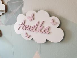 Cloud night light with name + butterflies