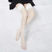 Sexy Thigh High Stocking With Wide Rib Top Tiptoe Transparent Breathable Hosiery Glossy Women'S Fashion Office Lady Dance Ootd M white