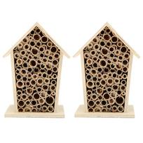 2 Pcs Durable Wooden Bee House Wood Bee Shelter Wonderful Gift Insect House  Balcony 2Pcs