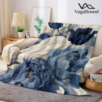 Navy Tulip Bouquet Flannel Blanket Warm Soft Halloween Christmas Couch Warm Cozy Decorative Decor Gift for All Season Size: 75*100cm, Weight: 230 GSM