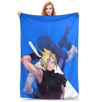 Flannel Throw Blanket Cloud Strife Final Fantasy 7 Games FF7 Warm Plush Blankets Soft Bedspread for Bed Living room Home Picnic Size: 75*100cm, Weight: 230 GSM