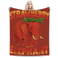 Strawberry Elephant Funny Italian Brainrot Gaming Meme Blankets Quality Super Soft Bedding Throws Winter Picnic Couch Bed Size: 75*100cm, Weight: 230 GSM