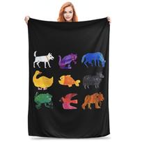 Eric Carle Animals Blanket Soft Warm Flannel Throw Blanket Cover for Bed Living room Picnic Travel Home Sofa Size: 75*100cm, Weight: 230 GSM