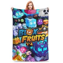 Flannel Throw Blanket Blox Fruits Gaming Game Robloxx Warm Plush Blankets Soft Bedding for Bed Living room Home Picnic Couch Size: 75*100cm, Weight: 230 GSM