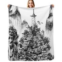 Avatar Air Temples Mountain Design Throw Blanket Stylish Decor Blanket Gift for Friends Roommate Size: 75*100cm, Weight: 230 GSM