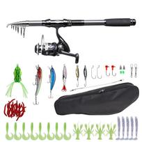 DEUKIO FISHING nešiojamas meškerės ir ritės kombinacijos anglies pluoštas su jaukų priedais kelionėms, druskai ir gėlam vandeniui 18m Rod Full Set