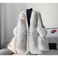 New winter imitation fox fur jacket women's temperament celebrity high sense cotton-padded clothes fashion S pilka spalva