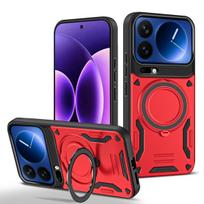 Magsafe Wireless Charge Armor Case for Xiaomi 17 ProMax Magnetic Ring Holder Stands Len Full Mirror Cover Kickstand Cover for Xiaomi 17 ProMax raudona