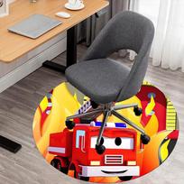 1pc Fire Truck, Flames Round Chair mat Area Rug - Non-Slip, Floor Mat for Office, Bedroom, Ideal home decor Christmas Gift p0811461 80cm
