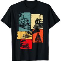 Train Railroad Engineer Railway Steam Train Locomotive T-Shirt S juoda