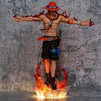 Anime One Piece Ace Glowing Figure 27cm Cross Arm Pose Night Light Decor Model
