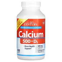 21st Century, Calcium 500 + D3, 5mcg (200IU), 400 tablets