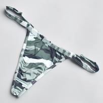 Adjustable Camouflage T-Back Thong for Women - Sexy V018 One Size žolės žalia spalva