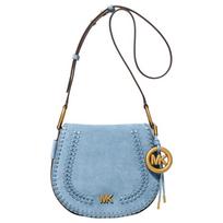 MICHAEL KORS Josie Semi-Oval Flap Design Saddle Bag Artificial Leather and Cowhide Crossbody Bag Medium Women's Blue mėlyna