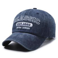 Vintage Classic EST.1889 Embroidery Baseball Cap Visor Washed Cotton Peaked Cap Adjustable Baseball Hats For Man Women tamsiai mėlyna spalva
