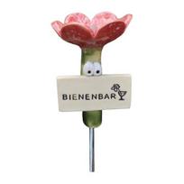 Small Insect Hydration Tool Flower Shaped Water Feeder Stake, Resin Garden Drinker with Butterfly Drinking Fountain Metal Ground Spike raudona