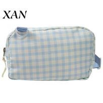 Lightweight Walking Purse Unisex Fanny Pack, Waist Bag with Adjustable Strap, Stylish Travel Crossbody for Daily Commuting Checkered Belt Women mėlyna