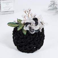 Bun Snood Pearls Crochet Bun Net Hairgrips Cover Net Lace Hair Net  Mother's Day Gift WhiteBlack-Thick Net