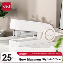 Deli (Deli) 12# Student Office Stapler, Macaron Color, Compatible with 24/6 Or 26/6 Staples, White, TA302