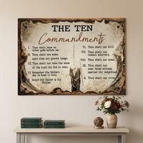 1pc Vintage Ten Commandments Wall Art - Canvas Print, Rustic Religious Home Decor for Living Room, Bedroom, Church & Office, Decorative Artwork 20x30cm