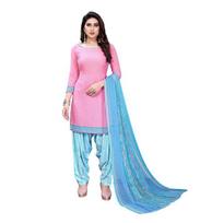 TreegoArt Fashion Women's Printed French Crepe Dress Material Unstitched Salwar Suit Dress Material with Dupatta for Women -(Free Size) Pink rožinė