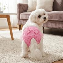 Pink Tone Dog Period Underwear Bow Decor Pet Short Pant Dog Physiological Pant  Pet Outdoor Walk S