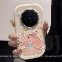 Soft Silicone Phone Case Vivo X200 Pro X100 Series With Cute Sitting Elephant Oil Painting Design Anti-Drop Full Coverage vivo X200