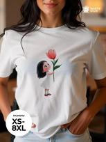 Oversized cotton T-shirt with  Tulip in Hands  print 3XL