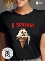 Oversized Halloween T-shirt with  Scream Ice Cream  slogan S