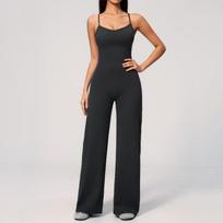 Grinding yoga onesie cross beauty back casual fashion stretch thin wide leg pants onesie women S