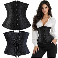 Luvu gorset czarny wiązany modelujący talia osy wyszczuplający underbust l