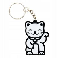 Brelok breloczek do kluczy maneki neko japoński kot szczęścia biały 3d