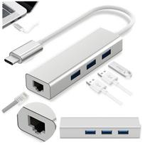 Hub usb 3.1 typ c  3x usb 3.0 ethernet rj-45 lan przejściówka stacja