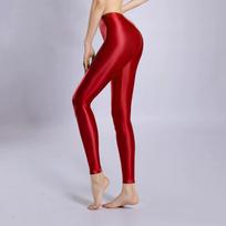 Lady Slim Satin Glossy Pants High Waist Yoga Sport Women Fitness Shiny Pants Tights Leggings High Elastic Glossy Dance Trousers XL
