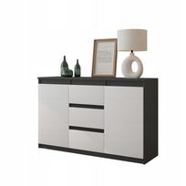 Komoda antracyt / biały mat 120 cm szeroka, 2 drzwi, 2 półki, 3 szuflady