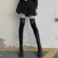 Solid Color Sexy Lace High Stockings Women Girls Thigh High Over The Knee Stockings Lolita Female Warm Boot Socks One Size