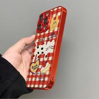Full Coverage Shockproof Silicone Case IPhone 16 Pro Max 15 14 13 12 11 X With Plaid White Cat Cartoon Design iPhone 16 Plus
