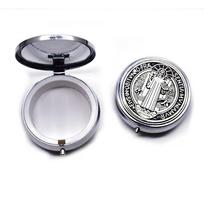Retro Saint Benedict Jewelry Box Round Virgin Mary Gift Box Religious Jewelry Box  Catholic Gift juoda