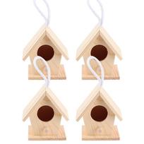 4Pcs Hanging Design Wooden Bird Cage Moisture Resistant Bird Nest Ornament  Courtyard Ornament 4Pcs