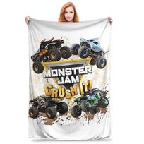 Monster Jam Grave Digger Truck Blanket Super Soft Fleece Sofa Throw Blanket for Home Bedroom Travel Throws Bedspread Quilt Size: 75*100cm, Weight: 230 GSM black