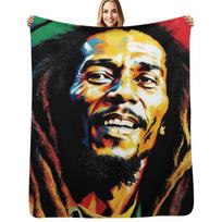 Bob Marley Throw Blanket Compact Warm Blanket for Car Road Trip Size: 75*100cm, Weight: 230 GSM