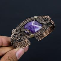 Sage Ametisto Brangakmenis Gryno Vario Viela Apvyniotas Rankų Darbo Apyrankė/Bangle Papuošalas Adjustable violetinė