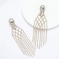 Personal rhinestone mesh -like tassel earrings niche design high -level sensory light luxury earrings female auksinė