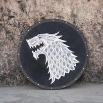 Viduramžių vikingų ąžuolo skydo įkvėptas Ned Stark Dire vilko karo skydas, medinio skydo kopija, unikalus sienų dekoras