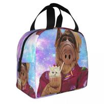 Funny Alf Meme Lunch Box Women Resuable Leakproof Cooler Thermal Food Insulated Alien Life Form Lunch Bag Kids School Children 22x20x13CM smėlis