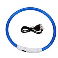 LED augintinių antkaklis, šviečiantis USB katėms ir šunims, reguliuojamas silikoninis augintinių antkaklis mažiems ir dideliems šunims, čihuahua katėms, aksesuarai 70CM mėlyna
