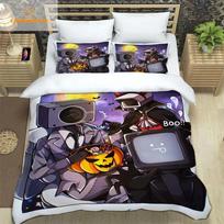 Duvet Cover Pillowcase, Funny Skibidi Toilet Cartoon Print Duvet Cover Home Bedroom Bedding Set Assembly Pillowcase 75*50 135x200cm