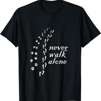 Never walk alone Dog Lovers T Shirt S įvairiaspalvis
