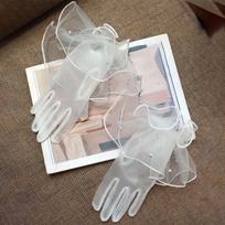 Elegant White Mesh Tulle Glove Sexy Thin Short Glove Lolita Gloves Party Dancing Dress balta