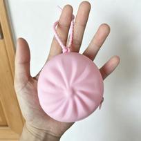Cute Steamed Bun Shape Plush Coin Purse With Keychain Polyester Mini Wallet For Women Gift A2
